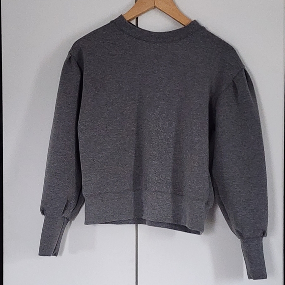 Albion Tops - Albion Gray Puff Sleeve Crewneck Sweatshirt